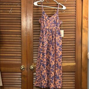 Universal Thread Orange and Purple floral Midi Dress NWT